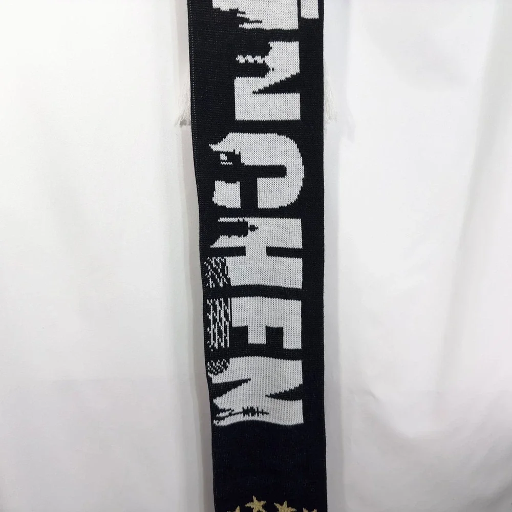 FC Bayern Munchen Scarf Soccer Football Fan Knit Black White Banner Germany‎